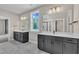 Elegant main bathroom featuring a double vanity, modern fixtures, and a spacious walk-in shower at 9169 Dupree Meadow Dr # 26, Angier, NC 27501