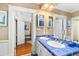 Bathroom vanity with double sinks and blue tile counter at 101 S Bloodworth St, Raleigh, NC 27601