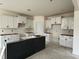 An unfinished kitchen with white cabinets and a dark island at 107 Willow Cameron Way, Angier, NC 27501