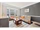 Inviting living area with hardwood floors, comfortable seating, and a large bay window at 11213 Presidio Dr, Raleigh, NC 27617