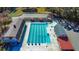 Aerial view of the community pool and pool house showing multiple swim lanes and amenities at 11705 Appaloosa E, Raleigh, NC 27613
