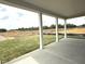 Covered patio overlooking expansive backyard with lush green lawn at 136 Willow Cameron Way, Angier, NC 27501