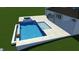 Aerial view of a custom pool with sun shelf and fire bowls at 436 Oakland Dr, Raleigh, NC 27609