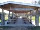 Outdoor picnic shelter with stone columns and picnic tables; ideal for gatherings at 781 Fireball Ct, Knightdale, NC 27545
