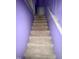 Carpeted stairway with lavender walls and white trim, leading to the upper level at 1809 Waddill Way, Henderson, NC 27536