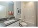 Modern bathroom with granite countertop, white cabinets, and shower-tub combo at 2317 Bay Minette Station Sta # 545, Apex, NC 27502