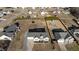 Aerial view of a home with a pool, trampoline, and well-maintained yard at 35 Henry Rifle Ln, Angier, NC 27501
