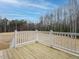 Back patio with a wooden deck and a beautiful view of the woods at 428 Hampshire Ct, Four Oaks, NC 27524