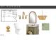 The powder room features a floorplan with a unique gold-toned light fixture and Sherwin Williams paint at 4305 Windsor Pl, Raleigh, NC 27609