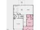 First floor layout featuring kitchen, dining, living room, bedroom, and two-car garage at 619 Contento Ct, Sanford, NC 27330