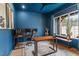 Home office featuring blue walls, an area rug, and a window bench at 299 Seaforth Landing Dr, Pittsboro, NC 27312