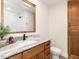 Bathroom featuring a vanity and marble countertop, a toilet, and a decorative plant at 4664 Quarter Creek Ln, Liberty, NC 27298