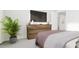 An expansive bedroom with a dark media center and a lush potted plant at 913 Myers Point Dr, Morrisville, NC 27560