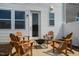 Relaxing patio seating around a fire pit provides an ideal outdoor space for entertaining and relaxing at 132 Kobus Ct, Garner, NC 27529
