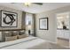Inviting bedroom with a cozy bed, stylish decor, and access to an en-suite bathroom for added convenience at 136 Kobus Ct, Garner, NC 27529