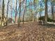 View of wooded backyard with mature trees and home at 2024 Fox Den, Clayton, NC 27527