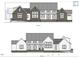 Architectural elevation showcasing the home's front facade with stone and window details at 273 Blufftonwood Dr, Pittsboro, NC 27312