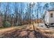 Lush backyard features a gravel seating area with a firepit and a glimpse of a screened porch at 7212 Summer Tanager Trl, Raleigh, NC 27614