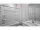 Bathroom features a combined bathtub and shower and single sink vanity at 156 Paper Birch Way, Fuquay Varina, NC 27526