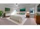 Spacious main bedroom with tray ceiling, large windows, and decorative furnishings at 25 Bourne Dr, Franklinton, NC 27525
