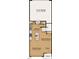 Floorplan of the main level highlighting the kitchen, dining area, Gathering room, powder room, and garage at 344 Church St, Morrisville, NC 27560