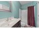 Bathroom with shower and sink at 372 Lynshire Ave, Clayton, NC 27527