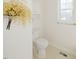 Bright bathroom featuring a toilet, window, wall cabinet and neutral tones at 113 Belgium Pl, Zebulon, NC 27597