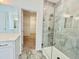 Modern bathroom features a walk-in shower with glass door at 3287 Roundly Rd # 13, New Hill, NC 27562