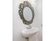 Bathroom with decorative mirror, white pedestal sink, and chrome and gold faucet at 69 Holly Tree Dr, Timberlake, NC 27583