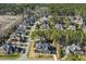An aerial view of a suburban neighborhood with homes surrounded by mature trees at 1013 Timber Mist Ct, Cary, NC 27519
