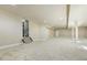 Large basement with neutral carpet features white support beams, a staircase, and recessed lighting at 1013 Timber Mist Ct, Cary, NC 27519