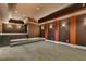 Spacious basement with neutral carpet, stylish lighting and multi-tiered platforms at 1013 Timber Mist Ct, Cary, NC 27519