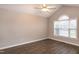 Bedroom featuring vaulted ceiling, ceiling fan, and hardwood floors at 104 Eddy Ct, Benson, NC 27504