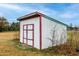 Exterior view of the backyard outbuilding shed in natural outdoor setting at 104 Eddy Ct, Benson, NC 27504