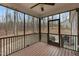 Enjoy the outdoors in this screened in porch with ceiling fan and views of the backyard at 2482 Golden Forest Dr, Franklinton, NC 27525
