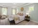 Serene bedroom features tray ceiling, natural light and neutral decor at 249 Beacon Dr, Pittsboro, NC 27312