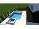 Rendering of backyard pool, includes spa, LED bubblers and surrounding landscape at 6844 Greystone Dr, Raleigh, NC 27615