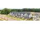 Aerial view of newly built townhomes, highlighting modern architecture, landscaping, and community layout at 945 Alma Railway Dr # 559, Wake Forest, NC 27587