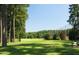 Golf course view with green grass, tall trees and blue sky at 1021 Prominence Dr., Homesite 20, Durham, NC 27712