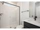 Bathroom boasts a glass enclosed shower, modern vanity, and subway tile walls at 1205 Porters Call Dr, Wendell, NC 27591