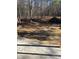Muddy backyard area under construction, featuring a pile of dirt and surrounding bare trees at 1224 Red Cedar Ct # 33, Youngsville, NC 27596