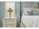 Bedroom with a four poster bed, white bedding, and window with plantation shutters at 175 Stonecrest Way, Pittsboro, NC 27312