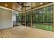 Relaxing screened porch with wood flooring and a view of the lush backyard at 3909 Cedar Knolls Dr # 6, Youngsville, NC 27596