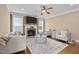 Living room with a fireplace and neutral tones at 1117 Golden Star Way, Wake Forest, NC 27587