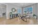 Bright dining area with modern furniture, decor and neutral paint colors at 1421 Sweetclover Dr, Wake Forest, NC 27587