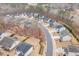 Aerial view of a neighborhood featuring well-maintained homes and landscaping at 176 E Ravano Dr, Clayton, NC 27527