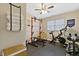 Well-equipped home gym featuring exercise equipment, weights, and workout accessories at 2305 Fitzgerald Ave, Durham, NC 27707