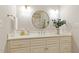 Bathroom with a decorative mirror, vanity with storage, and neutral wall color at 5204 Winter Holly Ct, Raleigh, NC 27606