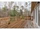 Wooden deck offering an outdoor space with views of surrounding mature trees at 5512 Spring Bluffs Ln, Raleigh, NC 27606