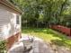 Green backyard with a stone patio and Adirondack chairs, perfect for outdoor relaxation at 104 Pinecroft Dr, Raleigh, NC 27609